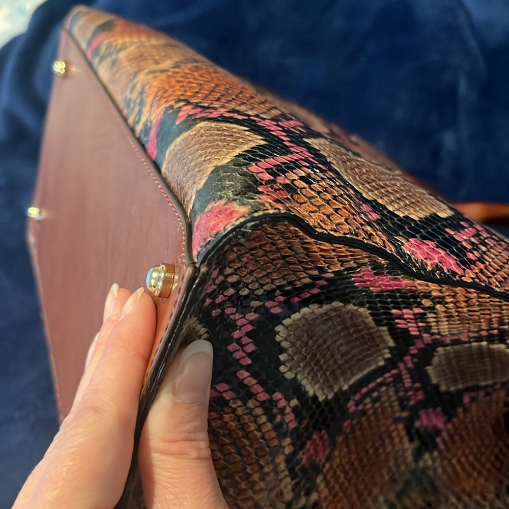 BRAHMIN  CAROLINE MAHOGANY CASSAWAY SNAKESKIN PRINT - Picture 9 of 12